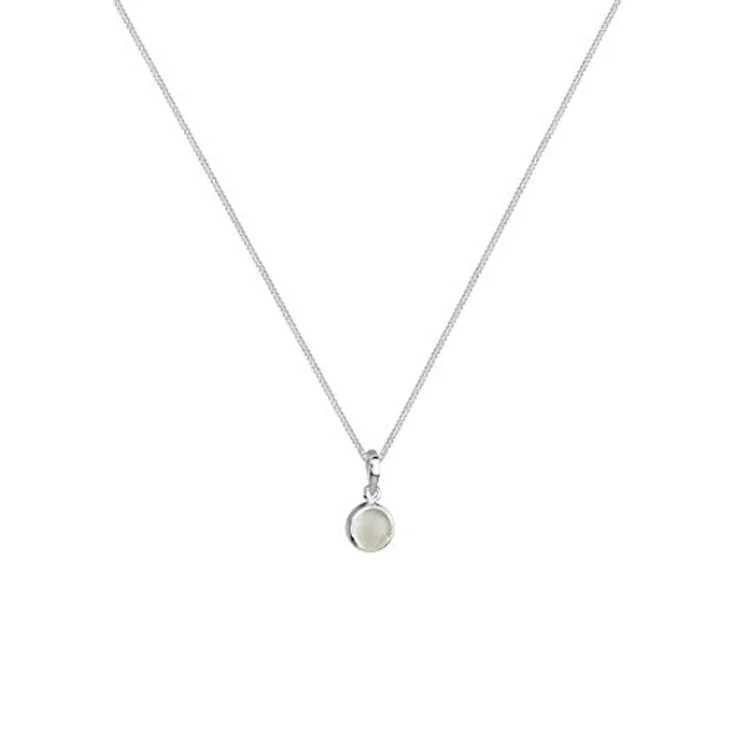 Elli Damen Halskette Anhänger Rund aus 925 Sterling Silber mit Mondstein, handgefertigt, anlaufgeschützt – Bild 2
