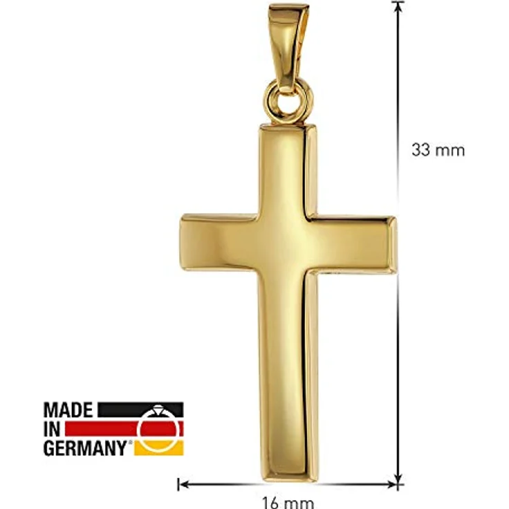 trendor Kreuz-Anhänger 26 mm Gold 750/18 Karat, eleganter Goldanhänger für Damen und Herren, modisches Design, Geschenkidee in Geschenk-Box, Echtgold 75415 – Bild 4