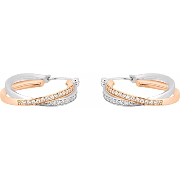 Amor Creolen 925 Sterling Silber Damen Ohrschmuck, Bicolor, mit Zirkonia synth., 2,5 cm, in Geschenk Box, 2022047 – Bild 3