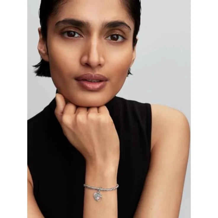 PANDORA Charm Beautiful Mother Doppelter Herz Anhänger in 925 Sterling Silber mit Cubic Zirkonia und Opal Optik, Gravur "To my Beautiful Mother", kompatibel mit Moments ME, 794456C01 – Bild 5