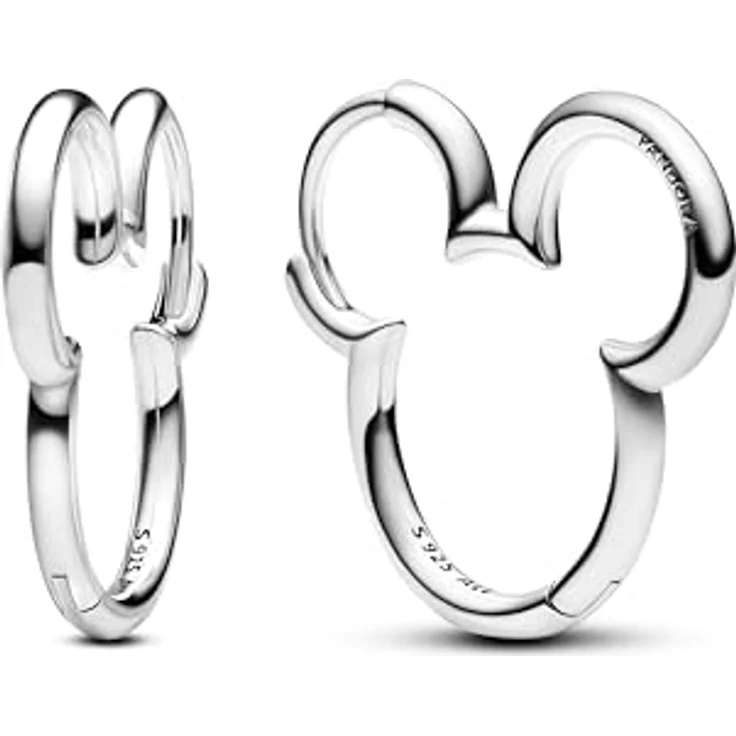 Pandora Disney Micky Maus Silhouette Ohrringe, aus Sterling Silber mit glattem Finish, 293528C00