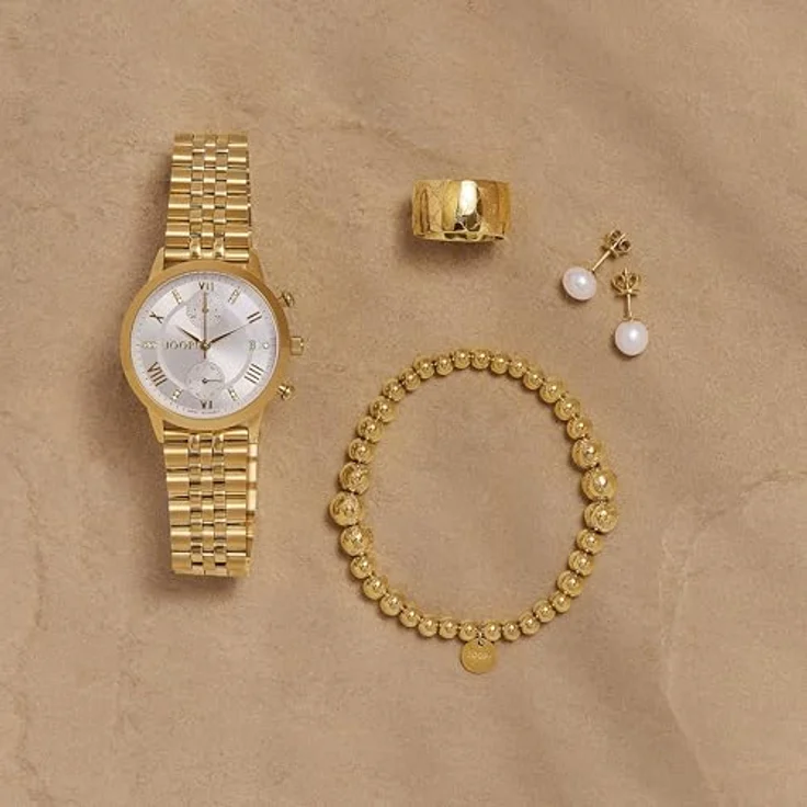 JOOP! Gravierbarer Damenring aus Edelstahl, Gold, 12 mm breit, in Schmuck Geschenk Box – Bild 5