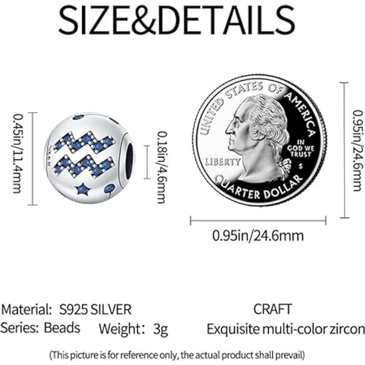 Pandach Damen Charm Anhänger Sternzeichen, 925 Sterling Silber Charms Beads kompatibel mit Pandora Armband und Halskette, 12 Sternbilder für Frauen und Mädchen – Bild 5