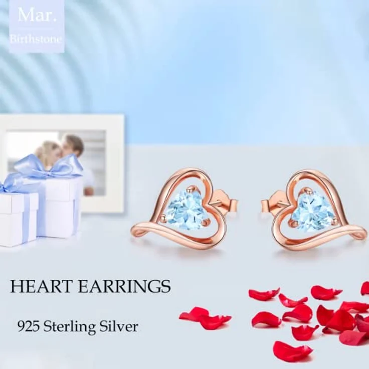 LAVUMO Herz Ohrstecker aus 925 Sterling Silber mit 5A Zirkonia, hypoallergen, in Weißgold, Gold und Roségold erhältlich, Geschenke für Frauen – Bild 2