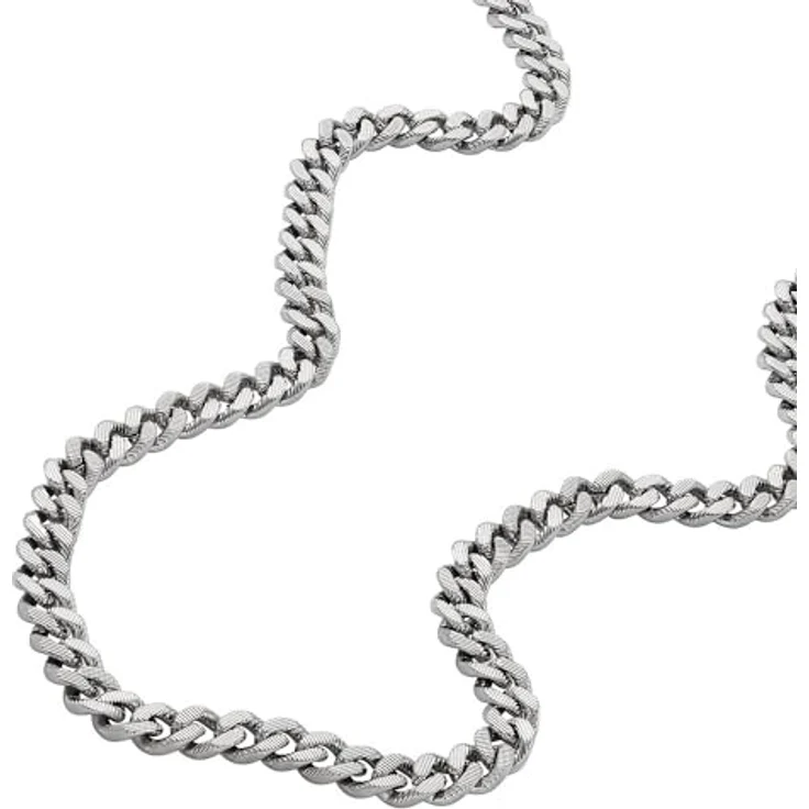 FOSSIL Herrenkette Harlow Linear Texture Chain, Edelstahl in Silber mit Karabinerverschluss – Bild 3