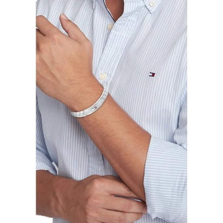 Tommy Hilfiger Jewelry Gliederarmband für Herren aus Edelstahl, 19 cm, schwarz oder silber mit Faltverschluss und Flaggenlogo – Bild 3