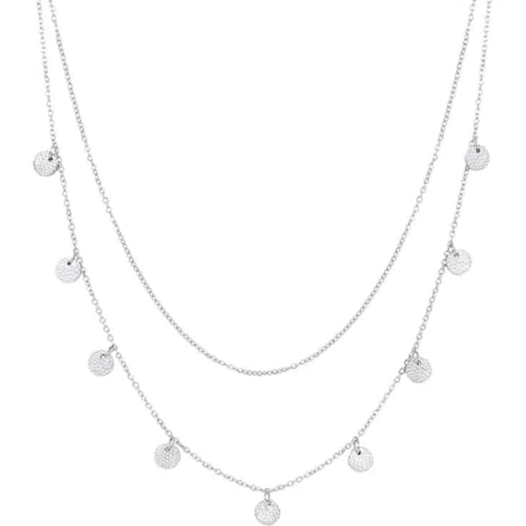 Happiness Boutique Damen Kreis Kette, Mehrreihige Edelstahl-Halskette mit Plättchen Anhängern in Silberfarbe, 41-42 cm Länge, 100% anlaufgeschützt und wasserdicht