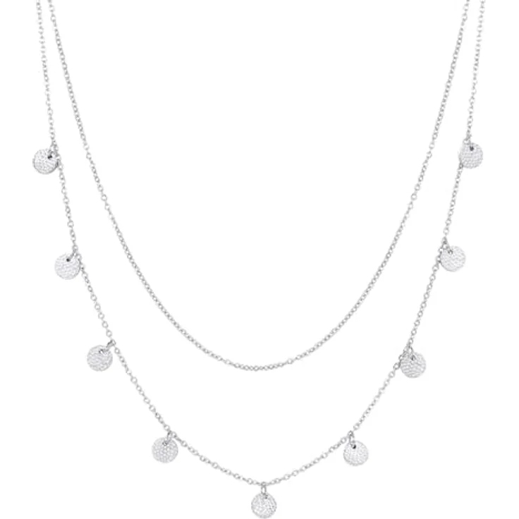 Happiness Boutique Damen Kreis Kette, Mehrreihige Edelstahl-Halskette mit Plättchen Anhängern in Silberfarbe, 41-42 cm Länge, 100% anlaufgeschützt und wasserdicht – Bild 1