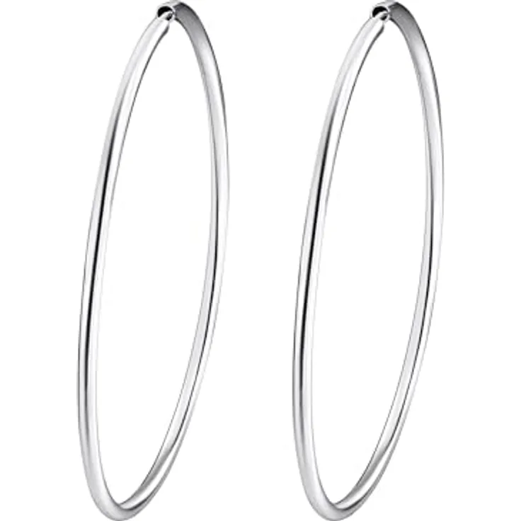 Rafaela Donata Damen-Creolen 925 Sterling Silber, 70 mm, runde Basic Ohrringe mit Steckverschluss, anlaufgeschützt