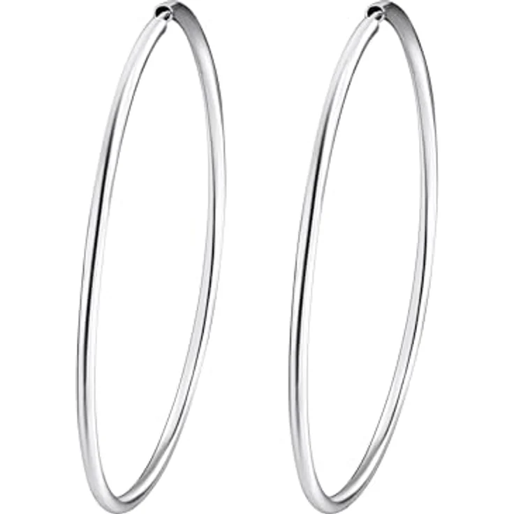 Rafaela Donata Damen-Creolen 925 Sterling Silber, 70 mm, runde Basic Ohrringe mit Steckverschluss, anlaufgeschützt – Bild 1
