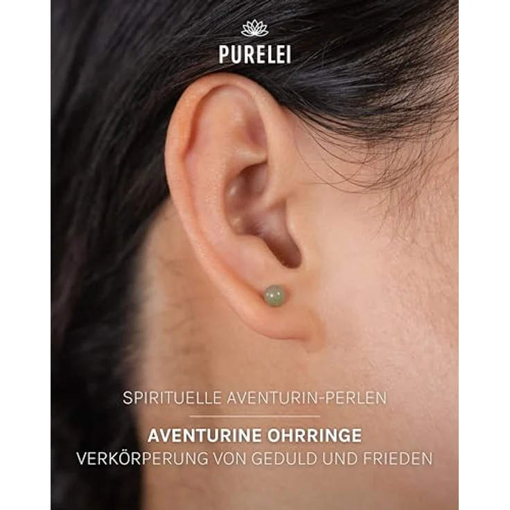 Purelei Aventurine Ohrringe (Gold), Damenohrringe mit 4,75mm großer Perle, wasserfest und aus langlebigem Edelstahl – Bild 2