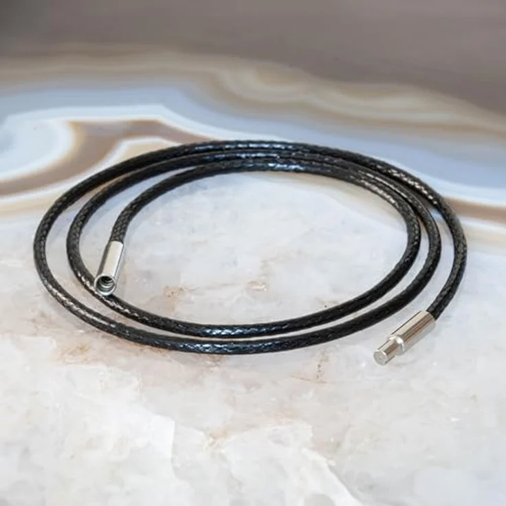 Fly Style Dünne geflochtene Wax Rope Chain Halskette mit Edelstahlverschluss, schwarzer Choker, ca. 66 cm, für Herren und Damen, wasserabweisend – Bild 3