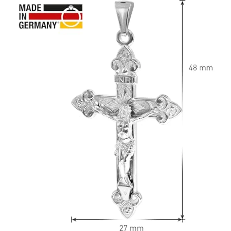 Trendor Kreuz-Anhänger für Herren, 925 Silber rhodiniert, 40 mm, zeitlose Geschenkidee – Bild 4