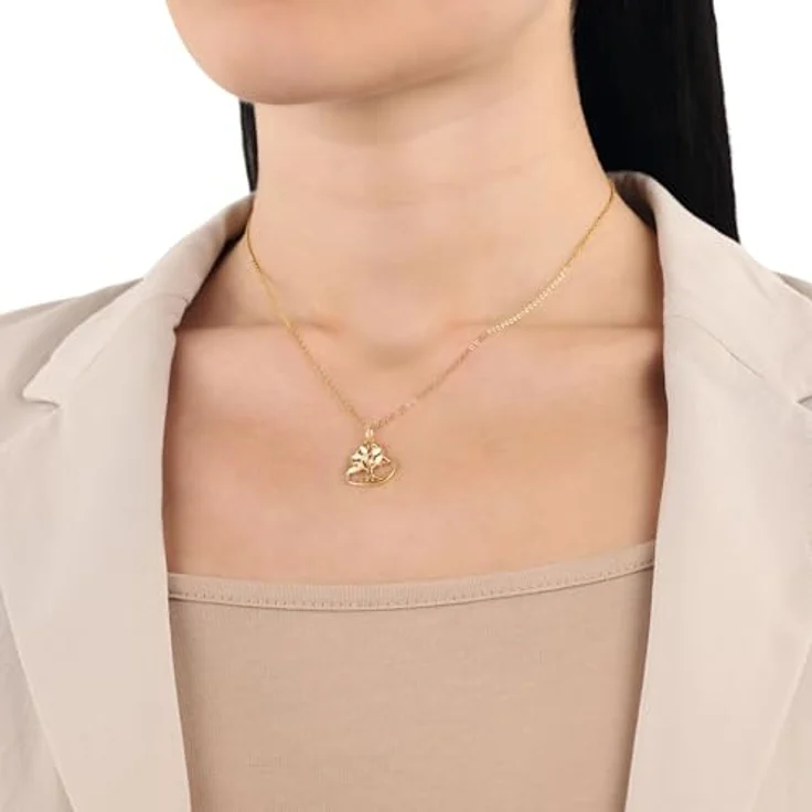 Amor Kette mit Anhänger, 925 Sterling Silber, mit Zirkonia, 42+3 cm, Weiß, Lebensbaum, in Schmuck Geschenk Box – Bild 2