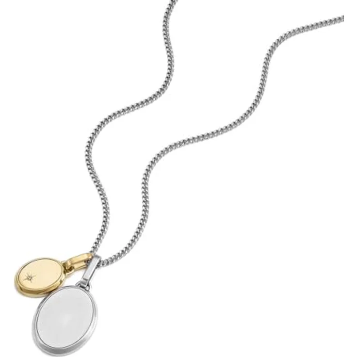 Fossil Drew Herren-Edelstahl-Halskette, zweifarbige Halskette mit Karabinerverschluss in Gold- und Silberton – Bild 4