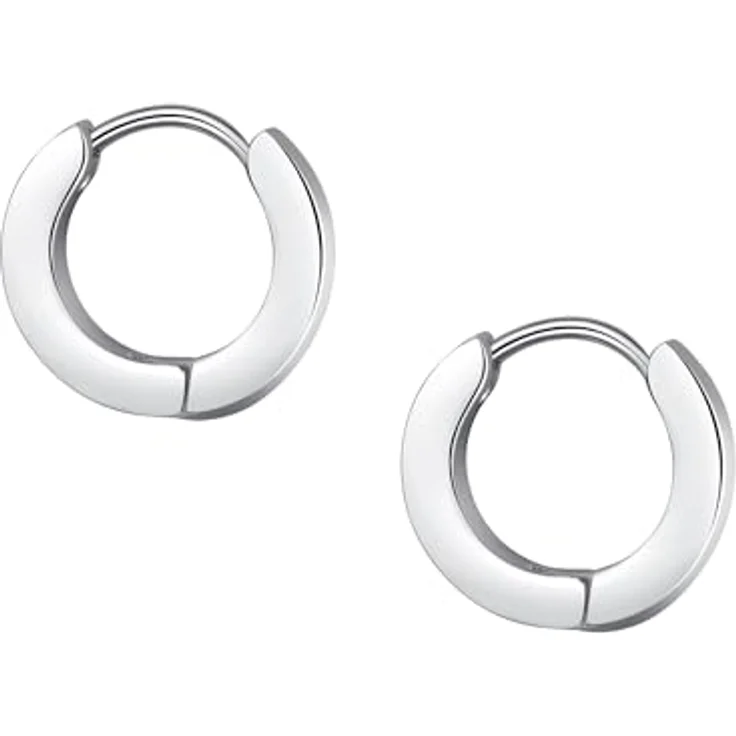True Rebels Herren-Creolen aus mattiertem Edelstahl, silber, 12 mm Höhe, maskuliner Schmuck mit klappbarem Design, inklusive Schmuckverpackung – Bild 2