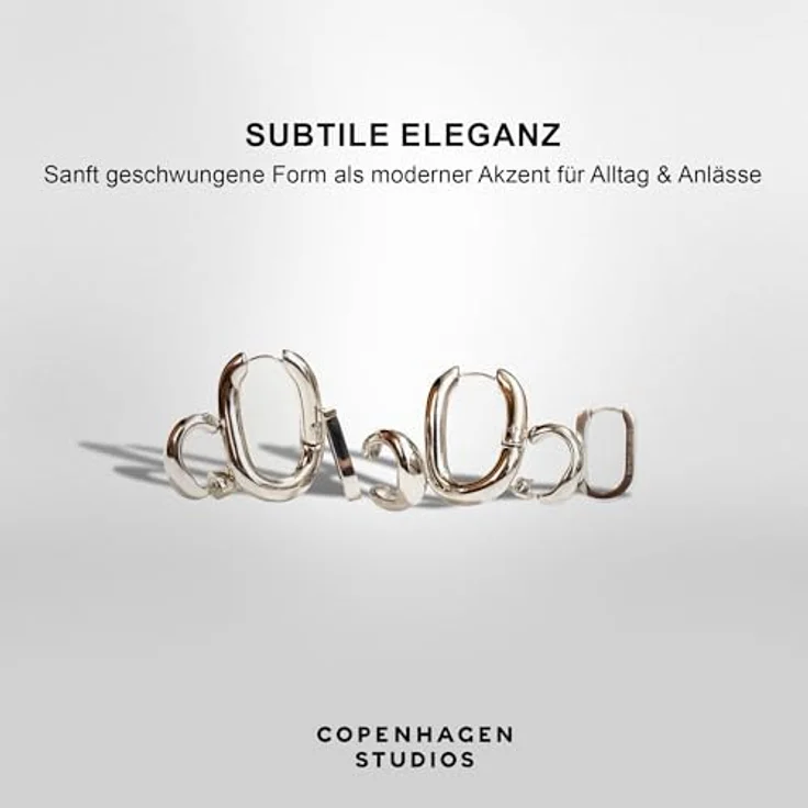 COPENHAGEN STUDIOS Organics Studs, Damen-Ohrstecker aus poliertem Edelstahl, Silber, wasserfest & hautfreundlich, 17 mm – Bild 5
