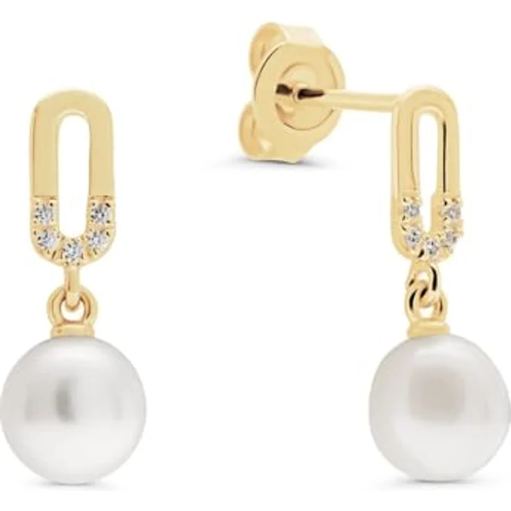 CHRIST Damen-Ohrstecker 585er Gelbgold mit 2 Süßwasserperlen, One Size – Bild 1