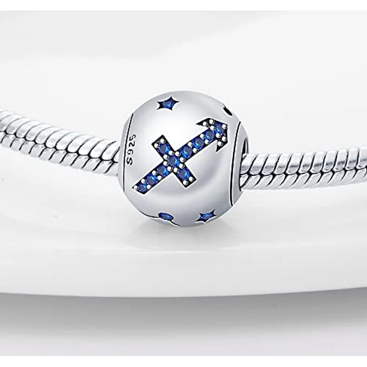 TINSLO Damen Charm Anhänger Sternzeichen, 925 Sterling Silber, 12 Sternbilder Charms Beads, kompatibel mit Pandora Armbändern und Halsketten – Bild 2