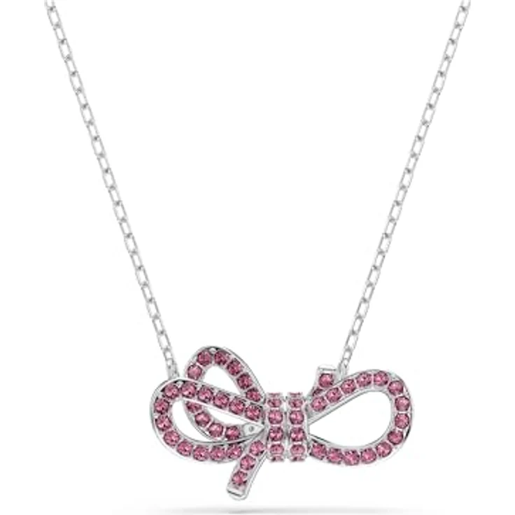Swarovski Lifelong Bow Anhänger, rhodinierte Schleife mit pinkfarbenem Kristallpavé, Rosa – Bild 1
