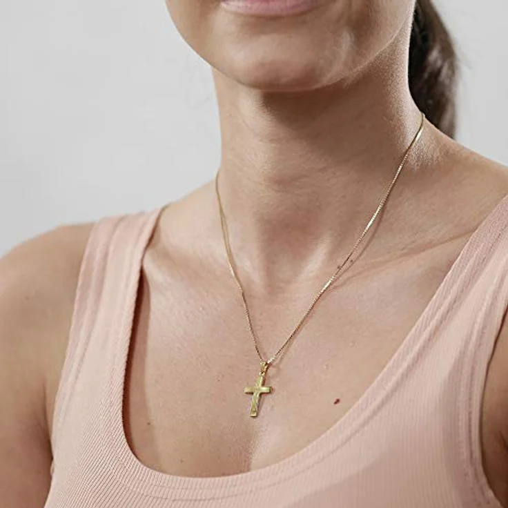 trendor Anhänger Kreuz 585 Gold (14 Karat) mit goldplattierter Kette, 40 cm, inklusive Schmuck-Box – Bild 5