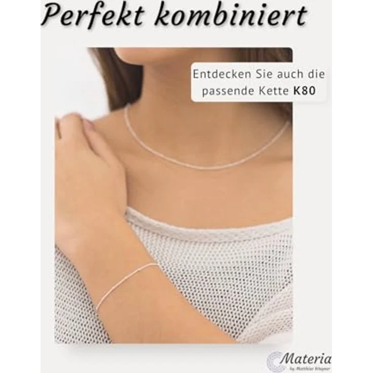 Materia Damen Armband Panzerkette mit Kugeln 1mm, 925 Silber, verstellbar 17-20cm, Geschenkbox SA-66 – Bild 3