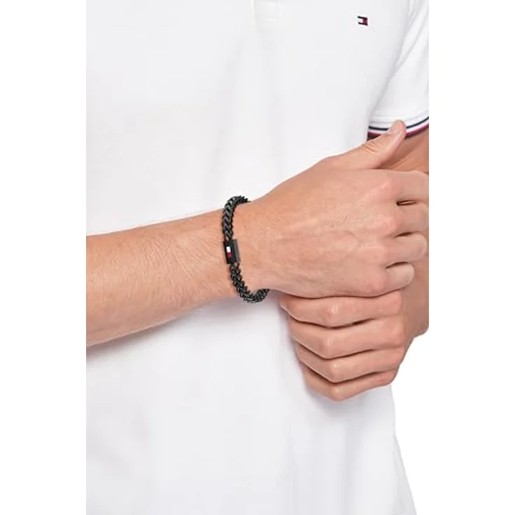 Tommy Hilfiger Jewelry Gliederarmband für Herren aus schwarzem Edelstahl, mit magnetischem Verschluss und ikonischer Flagge - 19 cm, 6 mm Kettenbreite – Bild 3