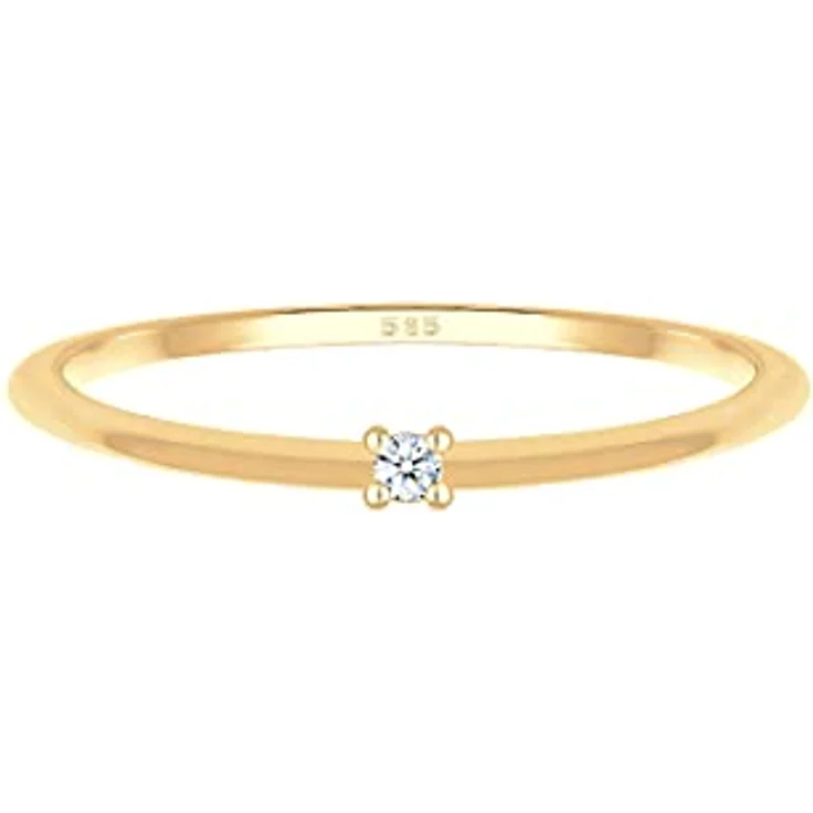 Elli DIAMONDS Damenring Engagement Solitaire mit Diamant (0.015 ct.) in 585 Gelbgold, handgefertigt, anlaufgeschützt, hochglanzpoliert – Bild 2