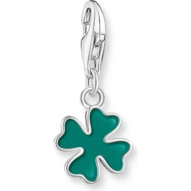 Thomas Sabo Charm-Anhänger Kleeblatt, recyceltes 925 Sterlingsilber mit Karabinerhaken, für Charm-Armbänder und Ketten – Bild 1