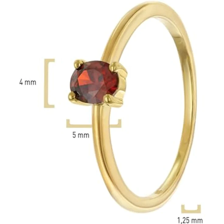 trendor Damenring 333 Gold (8k), Ovaler Zirkonia Granatrot, elegantes Schmuckstück, Ringgröße 56/17,8, hochwertige Geschenkidee – Bild 4