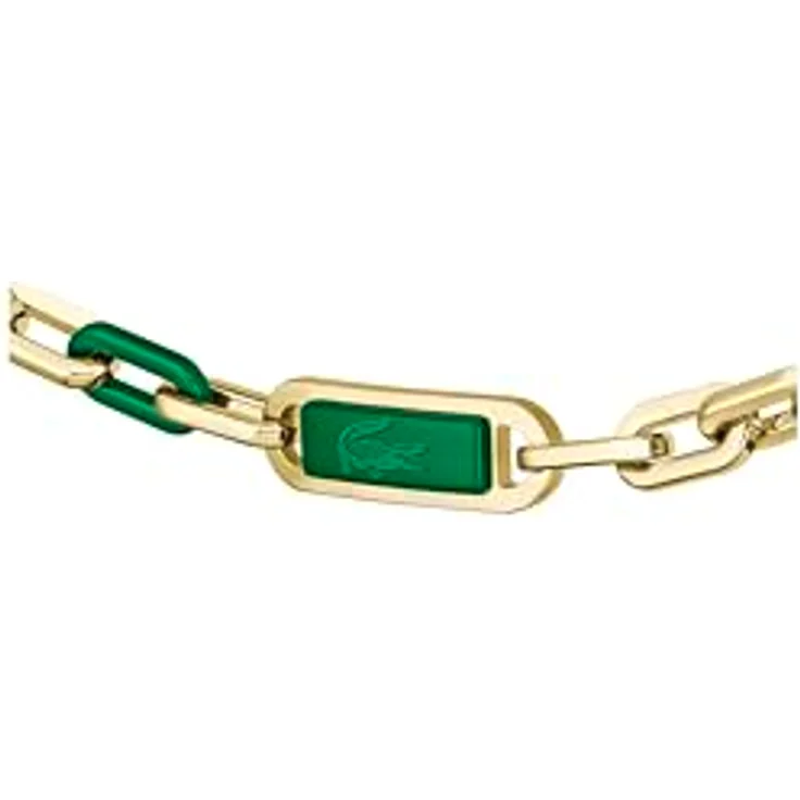 Lacoste Herren Gliederarmband CREW, Edelstahl mit gravierter Plakette in grün, Silber oder Gold, 190 mm – Bild 3