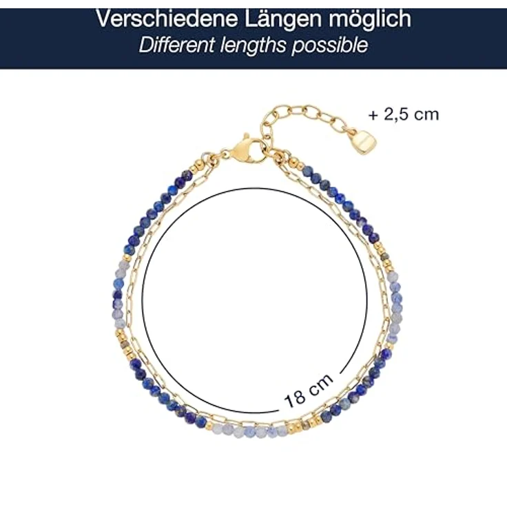 JEWELS BY LEONARDO Armband Ciao Rose, doppelreihiger Arm-Schmuck aus goldfarbenem Edelstahl mit blauen Steinperlen, 18-20,5 cm – Bild 2