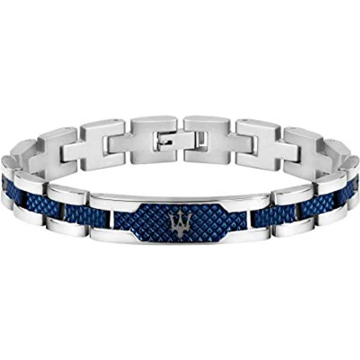 Maserati Herrenarmband JEWELS Kollektion, Edelstahl Grau PVD und Blau PVD, 21 cm, Clipverschluss – Bild 1