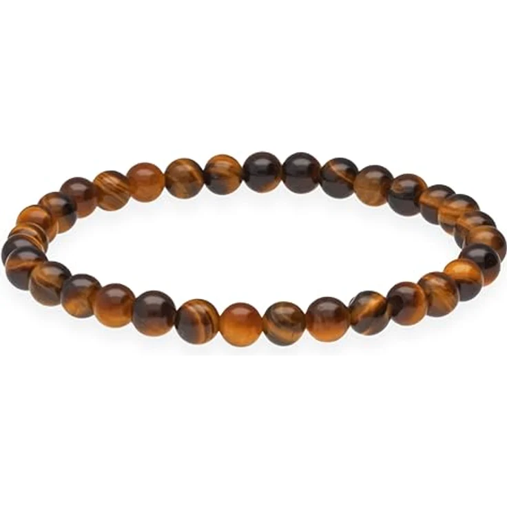 Lebensquelle Plus Kugelarmband Tigerauge, 6 mm Edelsteinperlen, dehnbar, inkl. Edelsteinkarte, Damen-Armband – Bild 1