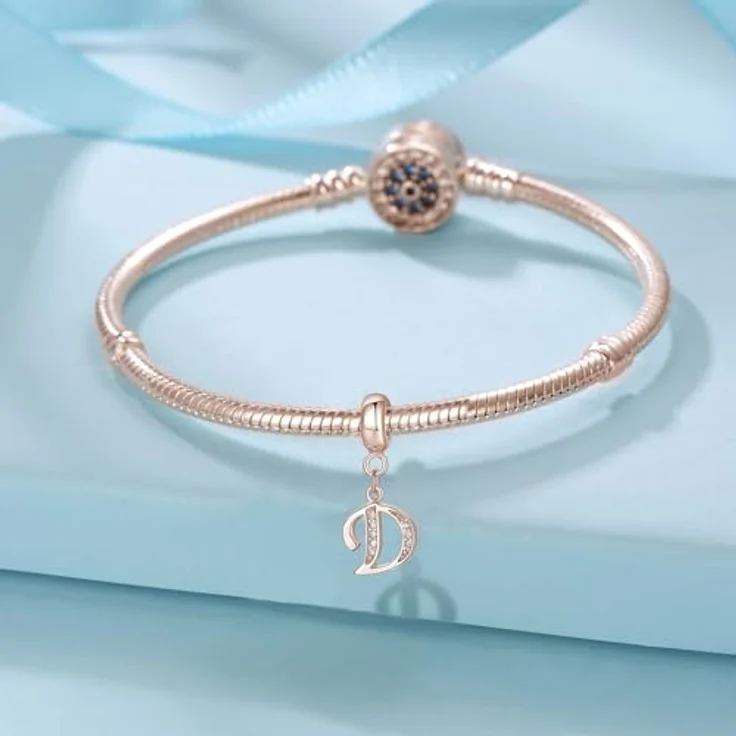 XWN Buchstabe Charm Anhänger Alphabet A-Z, 925 Sterling Silber mit kubischem Zirkon, passend für Pandora Armband und Halskette, kompatibel mit europäischen Armbändern für Frauen – Bild 2