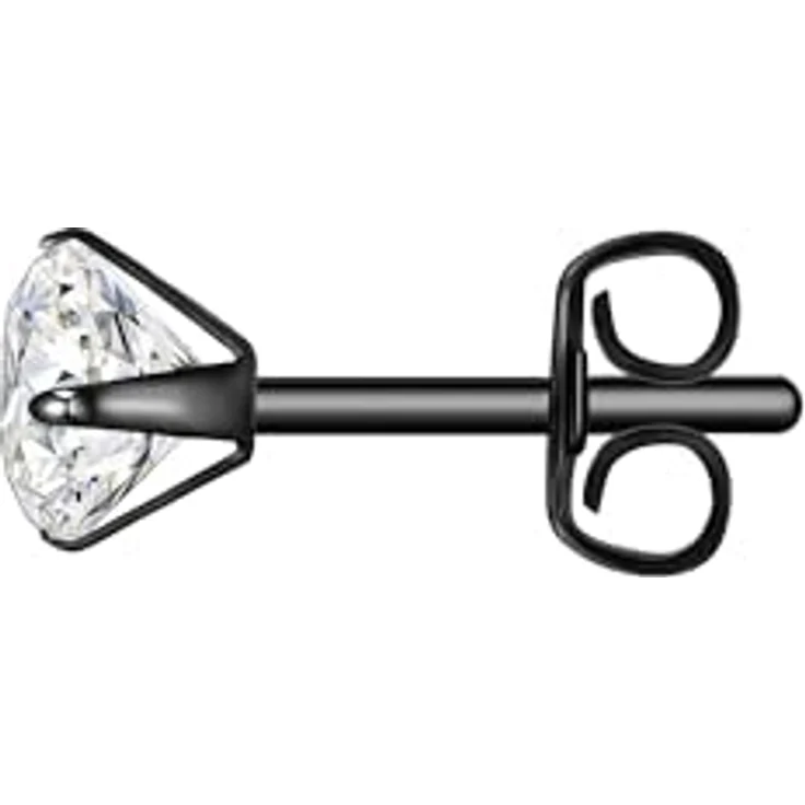 True Rebels Herren Ohrstecker, Edelstahl schwarz mit Zirkonia weiß, 6,8 mm Steckverschluss – Bild 2