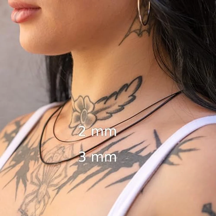 Fly Style Dünne geflochtene Wax Rope Chain Halskette mit Edelstahlverschluss, schwarzer Choker, ca. 66 cm, für Herren und Damen, wasserabweisend – Bild 5