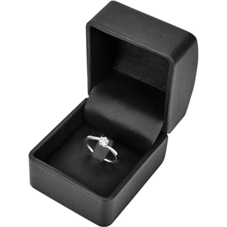 Trilani Damen-Ring Verlobungsring, Sterling Silber mit Zirkonia weiß, Brilliant-Schliff, Solitär-Ring für Hochzeit, rhodiniert, 1,8 mm Ringschiene – Bild 4