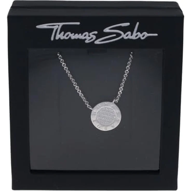 Thomas Sabo Damen Halskette SCKE150148, 925er Sterlingsilber mit Zirkonia, rundem Anhänger, verstellbar 40cm-45cm – Bild 2