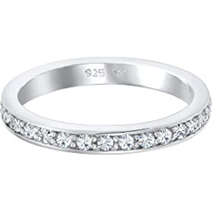 Elli Ring Damen Band Glamourös, 925 Sterling Silber mit Glaskristallen, handgefertigt – Bild 2