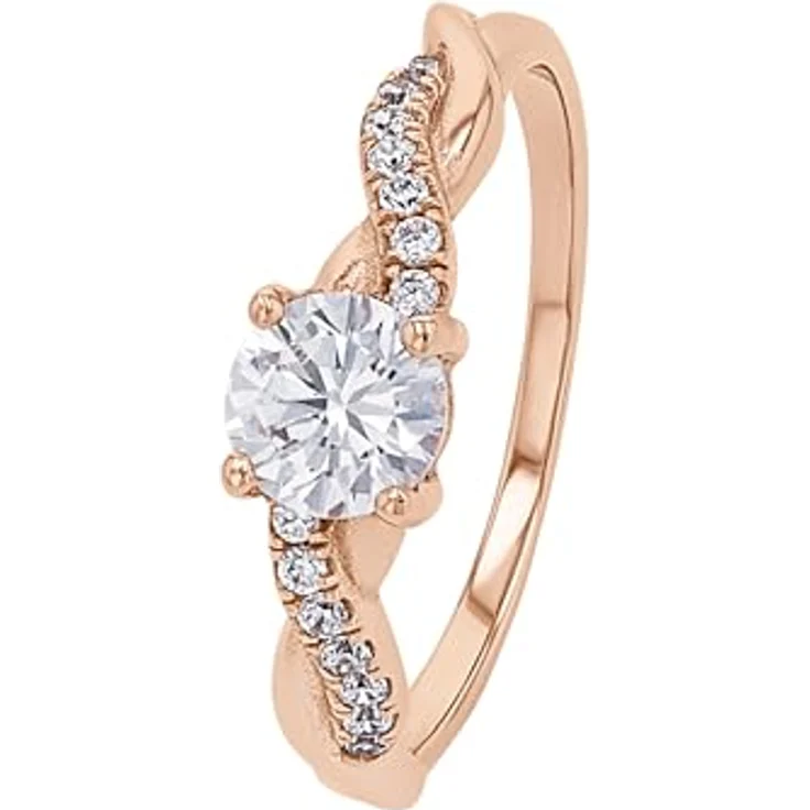 s.Oliver Zirkoniaring für Damen, 925 Sterling Silber, rosé vergoldet, Zirkonia, Größe 52/16,5, inklusive Geschenkbox – Bild 2