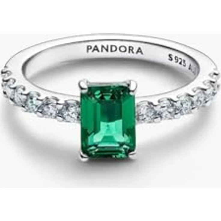 PANDORA Silberring für Damen 194506C01-60, Rechteckig mit funkelndem grünen Zirkonia, Ringgröße 60/19,1 – Bild 2