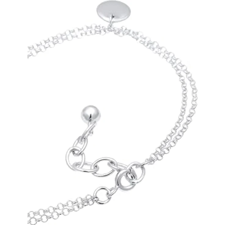 Elli Damen-Armband Kreis Layer Geo Plättchen, 925 Sterling Silber, 16 cm, handgefertigt, hochglanzpoliert – Bild 3