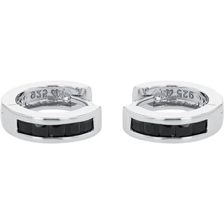 Amor Creolen Damen, 925 Sterling Silber mit 10 Zirkonia, Grün, mit Geschenk Box – Bild 3