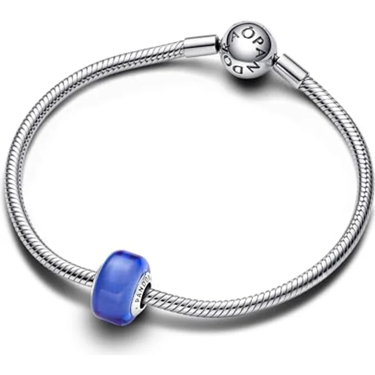 PANDORA Moments Blaues Murano-Glas Mini-Charm aus Sterling Silber, quadratisch, kompatibel mit Moments Armbändern, 793105C00 – Bild 3