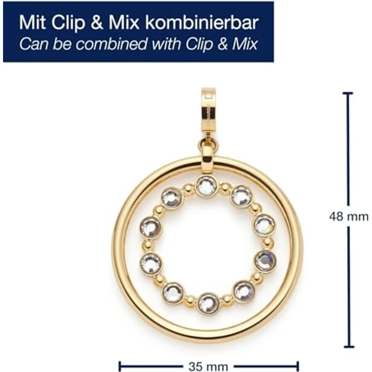 JEWELS BY LEONARDO Anhänger Bobby, goldfarbener Edelstahl Ketten-Anhänger mit beweglichem Innenring und Clip-&-Mix System, Schmuck Geschenk für Frauen, 024944 – Bild 2