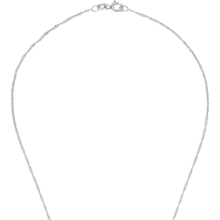 Amor Kette mit Herzanhänger für Damen, 42 cm Singapurkette aus rhodiniertem Sterling Silber 925 mit Zirkonia Herz – Bild 3