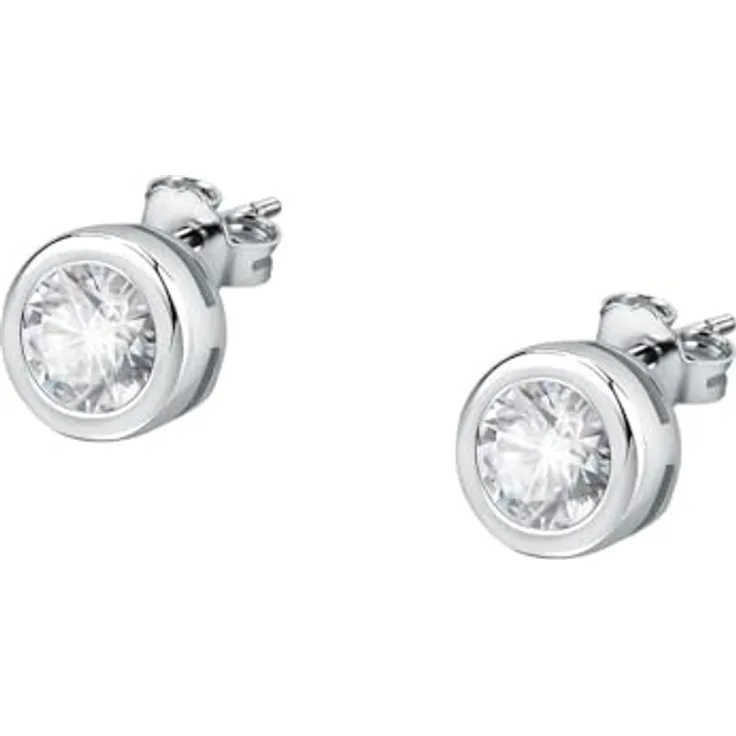 CHRIST Ohrstecker 89080649, Solitaire aus rhodiniertem, recyceltem Sterlingsilber mit weißen Zirkonia