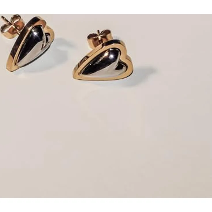 LIEBESKIND BERLIN Metal Heart Ohrstecker, Edelstahl Bicolor Silber/IP Gold, 1,5 cm, Steckverschluss, wasserfest & hautfreundlich – Bild 4