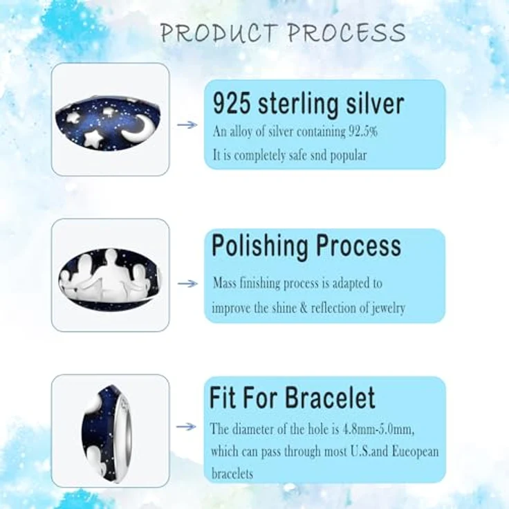 HappyStar 925 Sterling Silber Charms, I LOVE MOM Dangle Anhänger für Pandora Armbänder, Bead Charm mit 5A-Zirkonen, inklusive Geschenkverpackung und Gratis-Abstandsperle – Bild 5